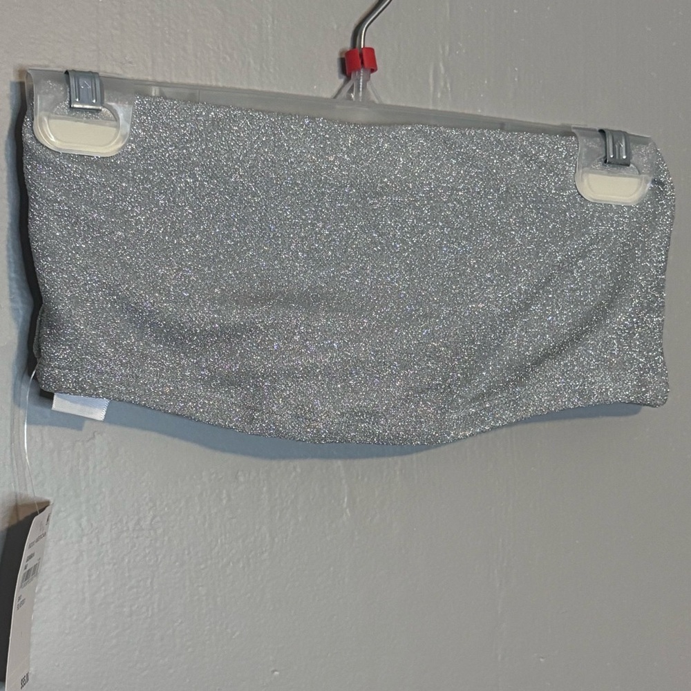 Good American Silver Sparkle Top